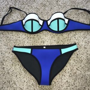 Royal blue and turquoise neoprene bikini